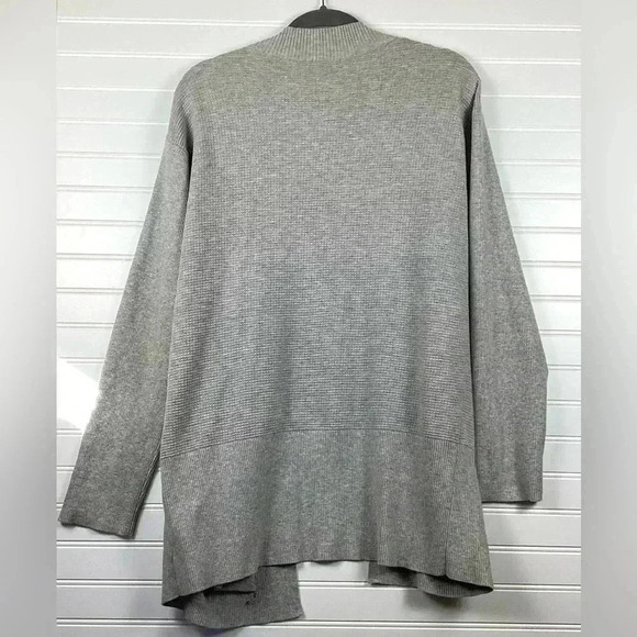 Theory Womens Open Front Long Sleeved Thin Knit Cardigan Sweater Gray Sz Large - Picture 5 of 8